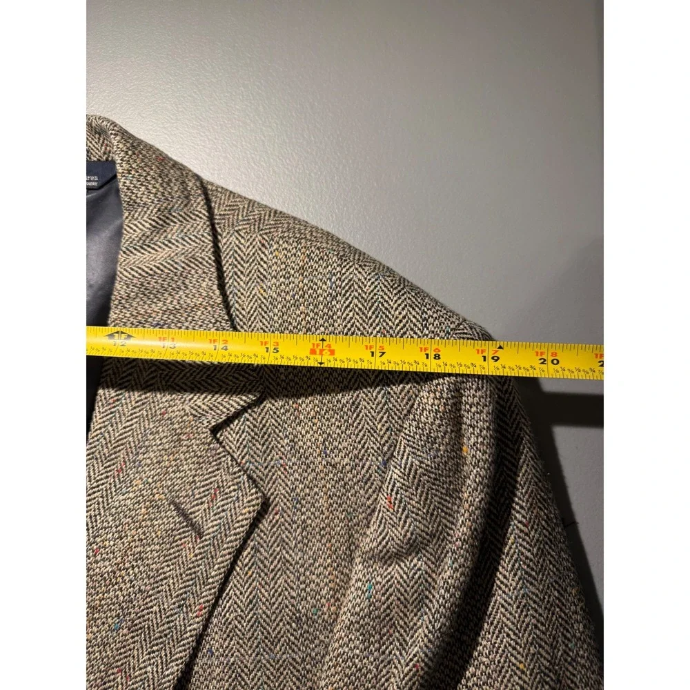 Polo Ralph Lauren Mens Herringbone Tweed‎ Blazer Sport Coat Tan Brown USA Made
